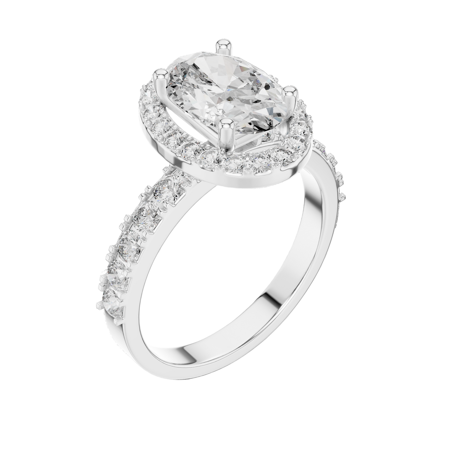 2.44 CT Oval Cut Halo Lab Diamond Engagement Ring for Women | VVS-VS EF CVD | 18KT, 14KT, 10KT Gold & 925 Silver | Rose, Yellow, White Gold & Moissanite Options
