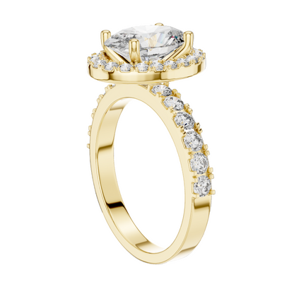 2.44 CT Oval Cut Halo Lab Diamond Engagement Ring for Women | VVS-VS EF CVD | 18KT, 14KT, 10KT Gold & 925 Silver | Rose, Yellow, White Gold & Moissanite Options