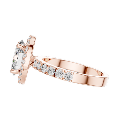 2.44 CT Oval Cut Halo Lab Diamond Engagement Ring for Women | VVS-VS EF CVD | 18KT, 14KT, 10KT Gold & 925 Silver | Rose, Yellow, White Gold & Moissanite Options