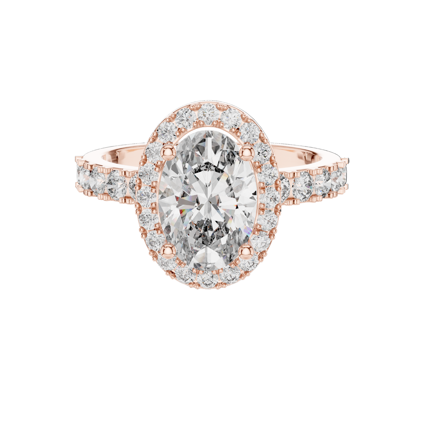 2.44 CT Oval Cut Halo Lab Diamond Engagement Ring for Women | VVS-VS EF CVD | 18KT, 14KT, 10KT Gold & 925 Silver | Rose, Yellow, White Gold & Moissanite Options