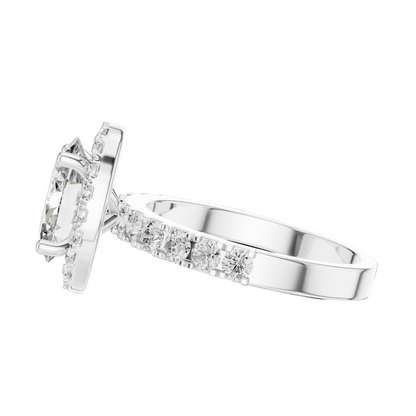 2.44 CT Oval Cut Halo Lab Diamond Engagement Ring for Women | VVS-VS EF CVD | 18KT, 14KT, 10KT Gold & 925 Silver | Rose, Yellow, White Gold & Moissanite Options