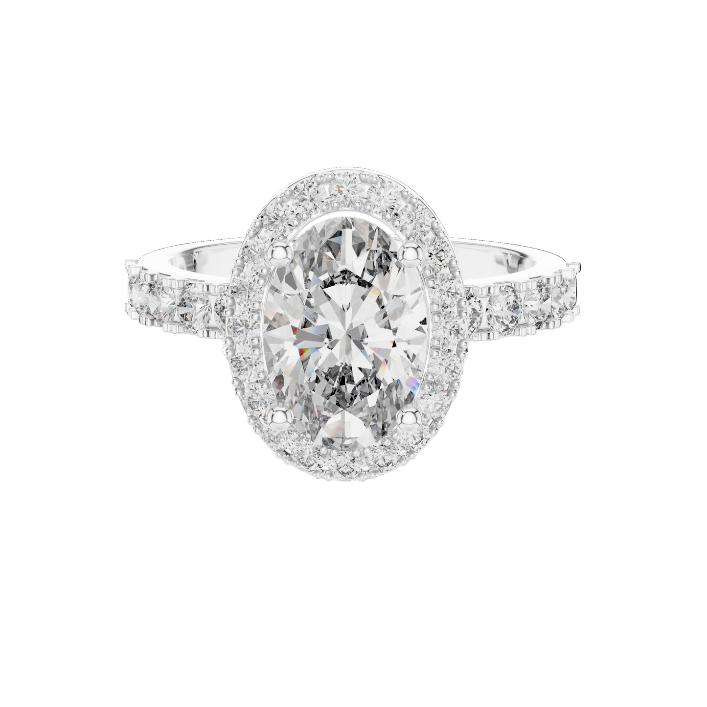 2.44 CT Oval Cut Halo Lab Diamond Engagement Ring for Women | VVS-VS EF CVD | 18KT, 14KT, 10KT Gold & 925 Silver | Rose, Yellow, White Gold & Moissanite Options