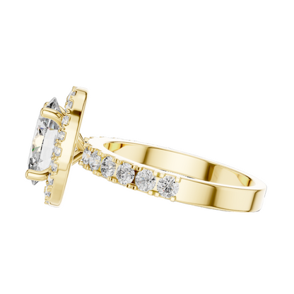 2.44 CT Oval Cut Halo Lab Diamond Engagement Ring for Women | VVS-VS EF CVD | 18KT, 14KT, 10KT Gold & 925 Silver | Rose, Yellow, White Gold & Moissanite Options