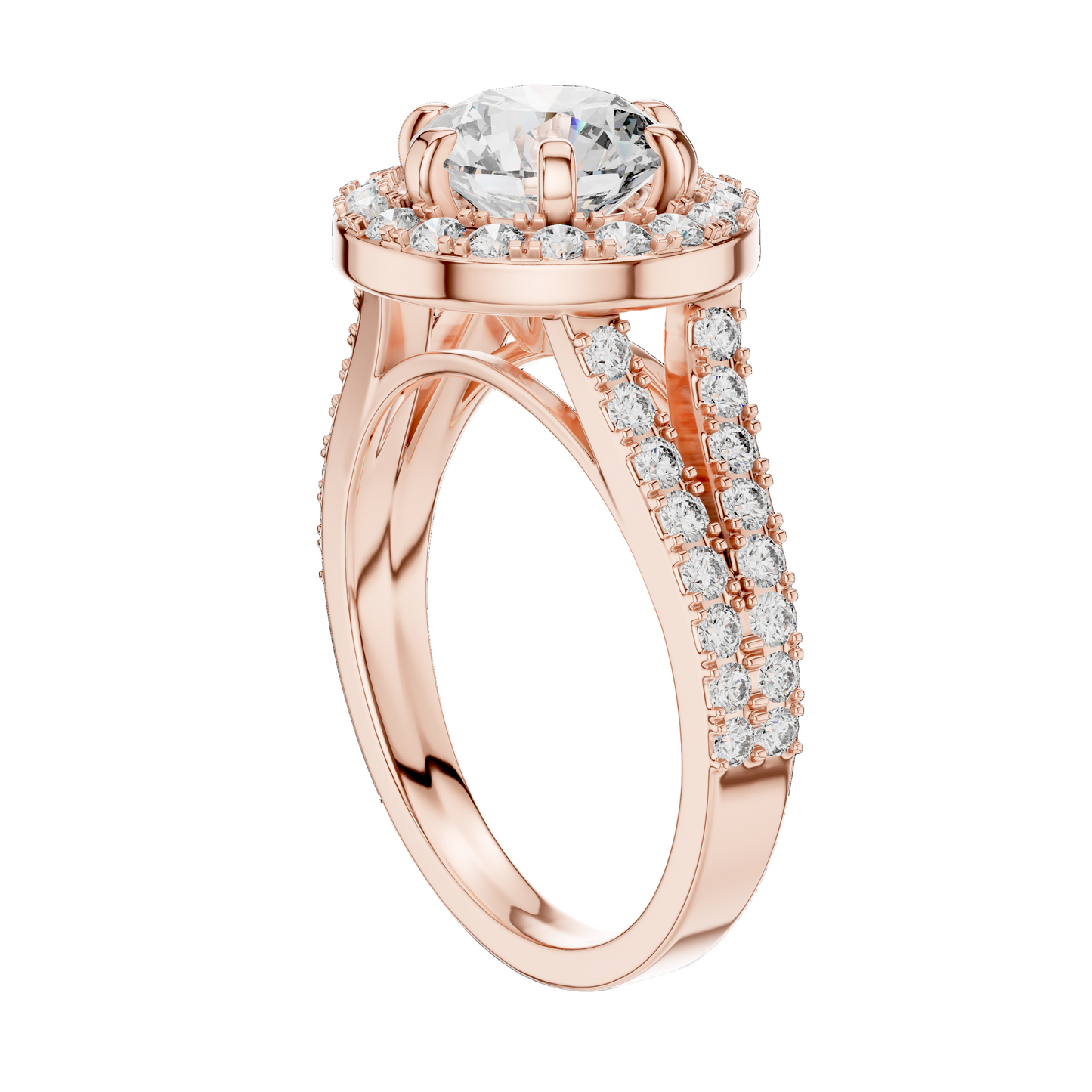 2.03 CT Lab Grown VVS-VS EF CVD Diamond Ring | Round Brilliant Cut Halo Design | 18KT, 14KT, 10KT Gold & 925 Silver | Rose, Yellow, White Gold & Moissanite Options