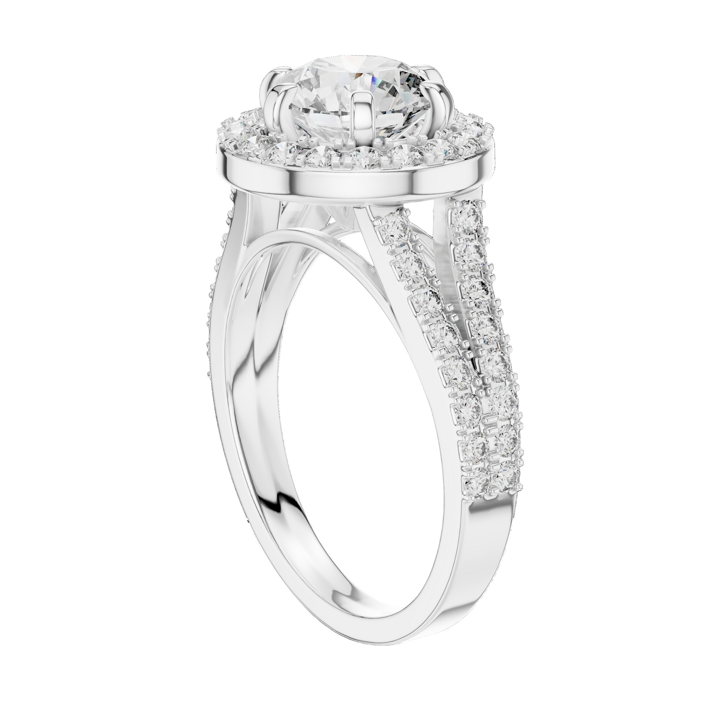 2.03 CT Lab Grown VVS-VS EF CVD Diamond Ring | Round Brilliant Cut Halo Design | 18KT, 14KT, 10KT Gold & 925 Silver | Rose, Yellow, White Gold & Moissanite Options