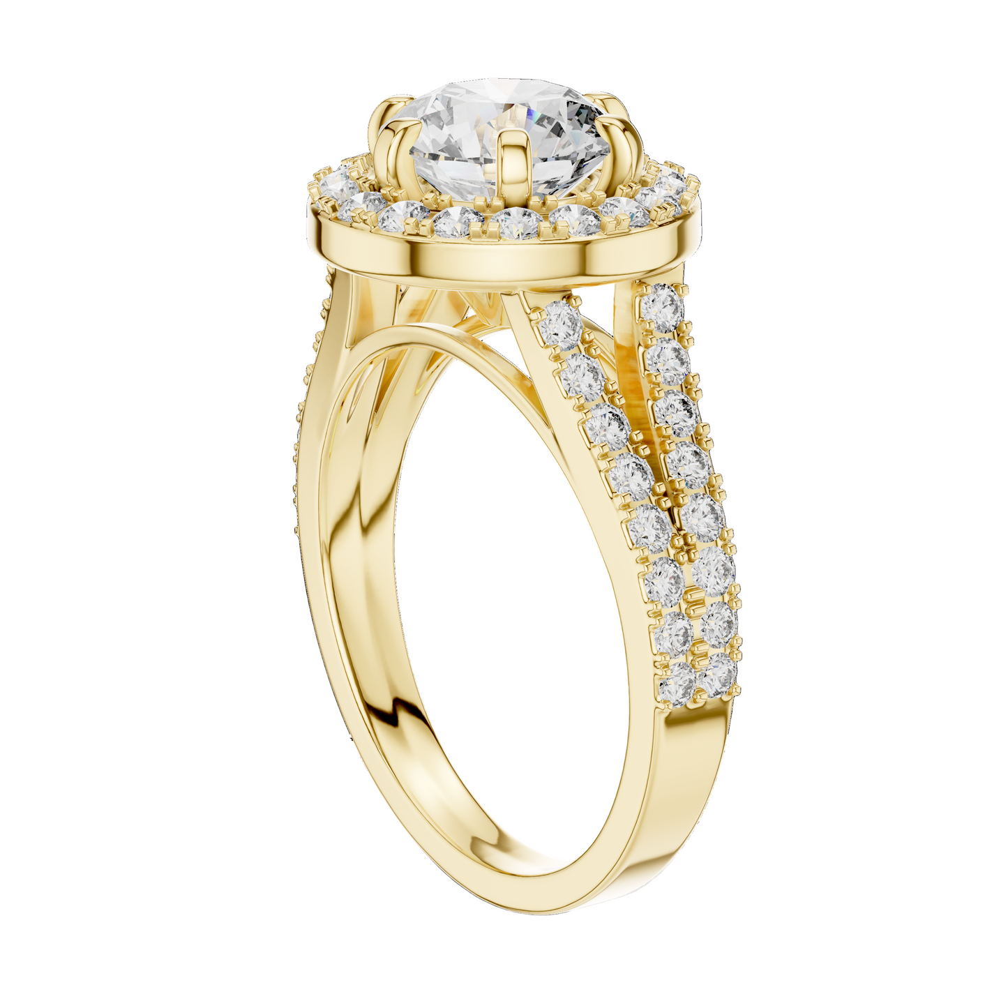 2.03 CT Lab Grown VVS-VS EF CVD Diamond Ring | Round Brilliant Cut Halo Design | 18KT, 14KT, 10KT Gold & 925 Silver | Rose, Yellow, White Gold & Moissanite Options
