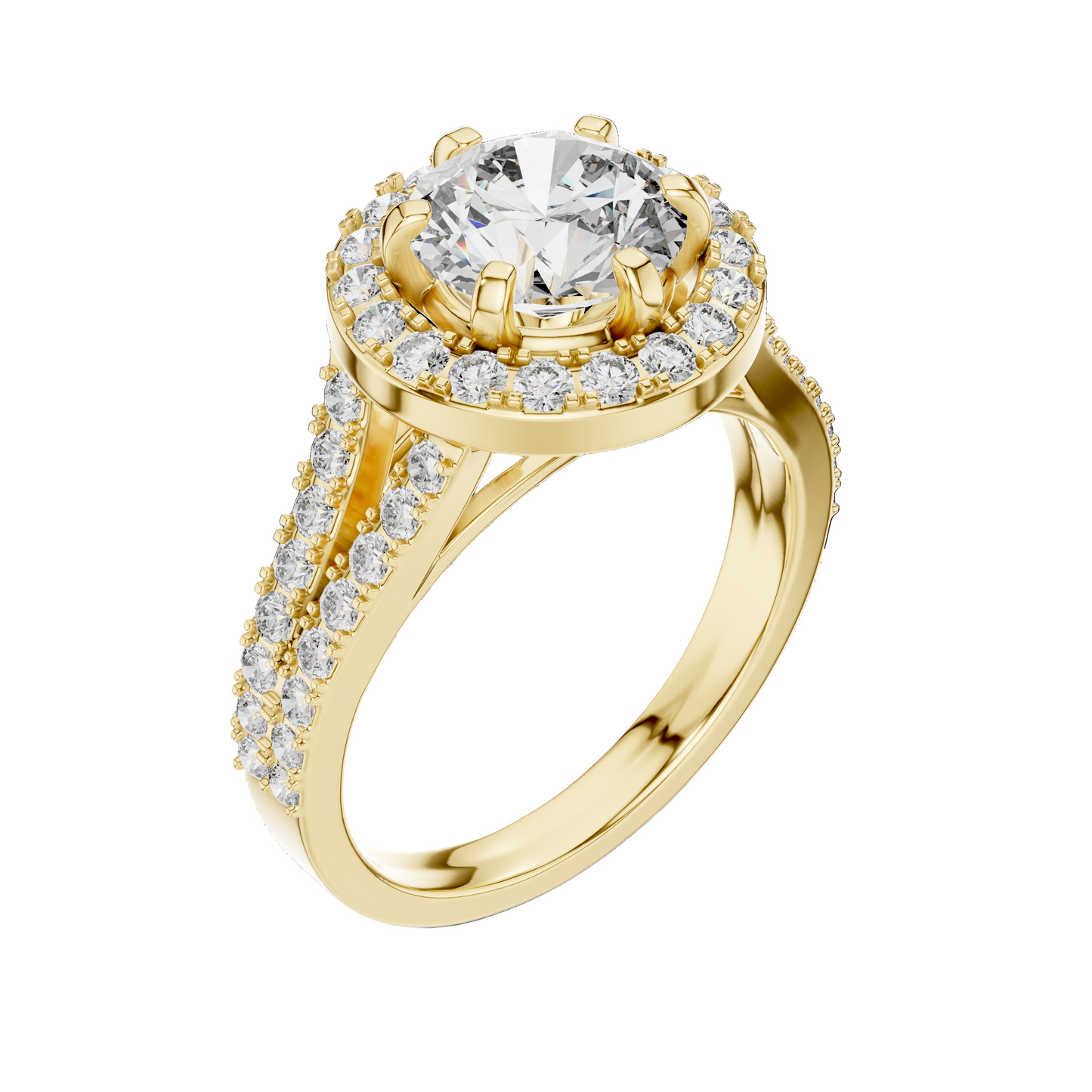 2.03 CT Lab Grown VVS-VS EF CVD Diamond Ring | Round Brilliant Cut Halo Design | 18KT, 14KT, 10KT Gold & 925 Silver | Rose, Yellow, White Gold & Moissanite Options
