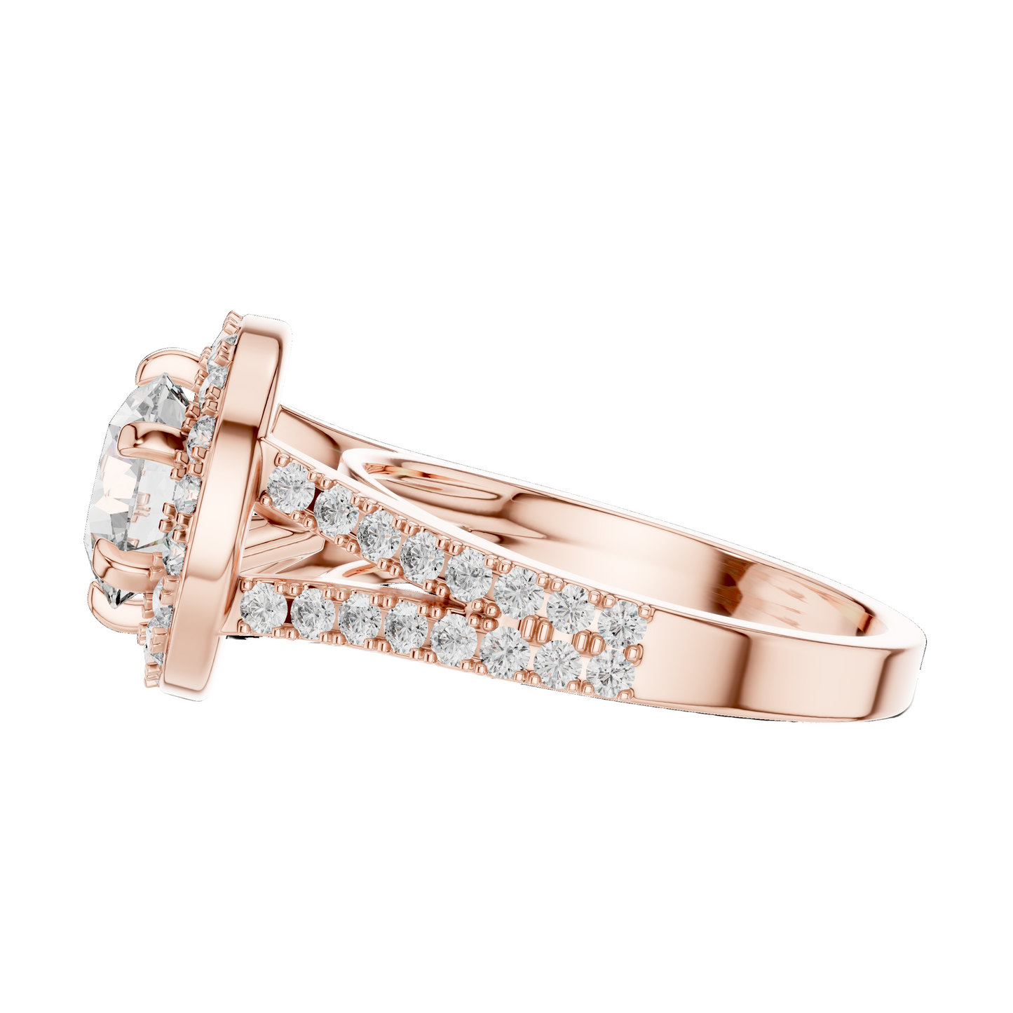 2.03 CT Lab Grown VVS-VS EF CVD Diamond Ring | Round Brilliant Cut Halo Design | 18KT, 14KT, 10KT Gold & 925 Silver | Rose, Yellow, White Gold & Moissanite Options