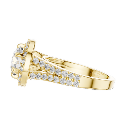 2.03 CT Lab Grown VVS-VS EF CVD Diamond Ring | Round Brilliant Cut Halo Design | 18KT, 14KT, 10KT Gold & 925 Silver | Rose, Yellow, White Gold & Moissanite Options