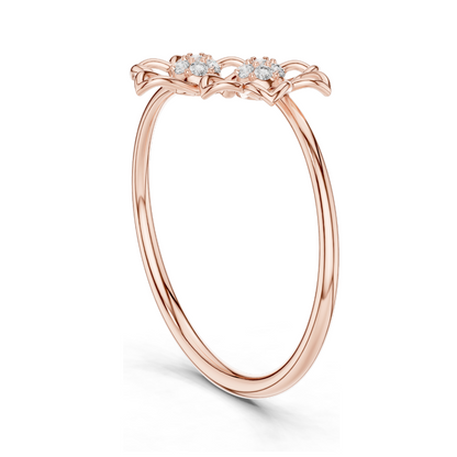 Flower Design Lab Diamond Ring | 0.056 CT Total Lab-Grown VVS-VS EF Diamonds | Available in 18KT, 14KT, 10KT Gold & 925 Silver | Rose, Yellow, White Gold & Moissanite Options