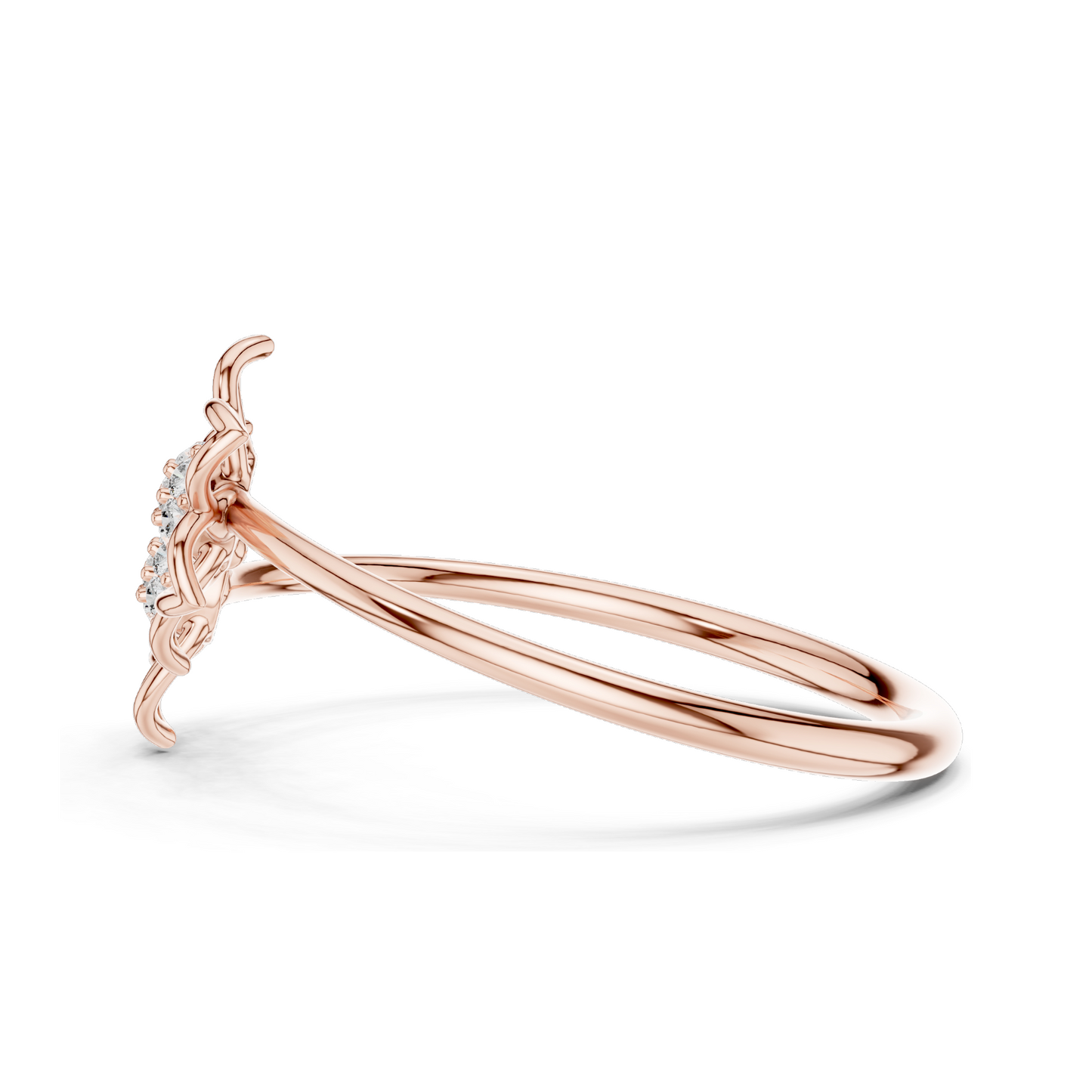 Flower Design Lab Diamond Ring | 0.056 CT Total Lab-Grown VVS-VS EF Diamonds | Available in 18KT, 14KT, 10KT Gold & 925 Silver | Rose, Yellow, White Gold & Moissanite Options