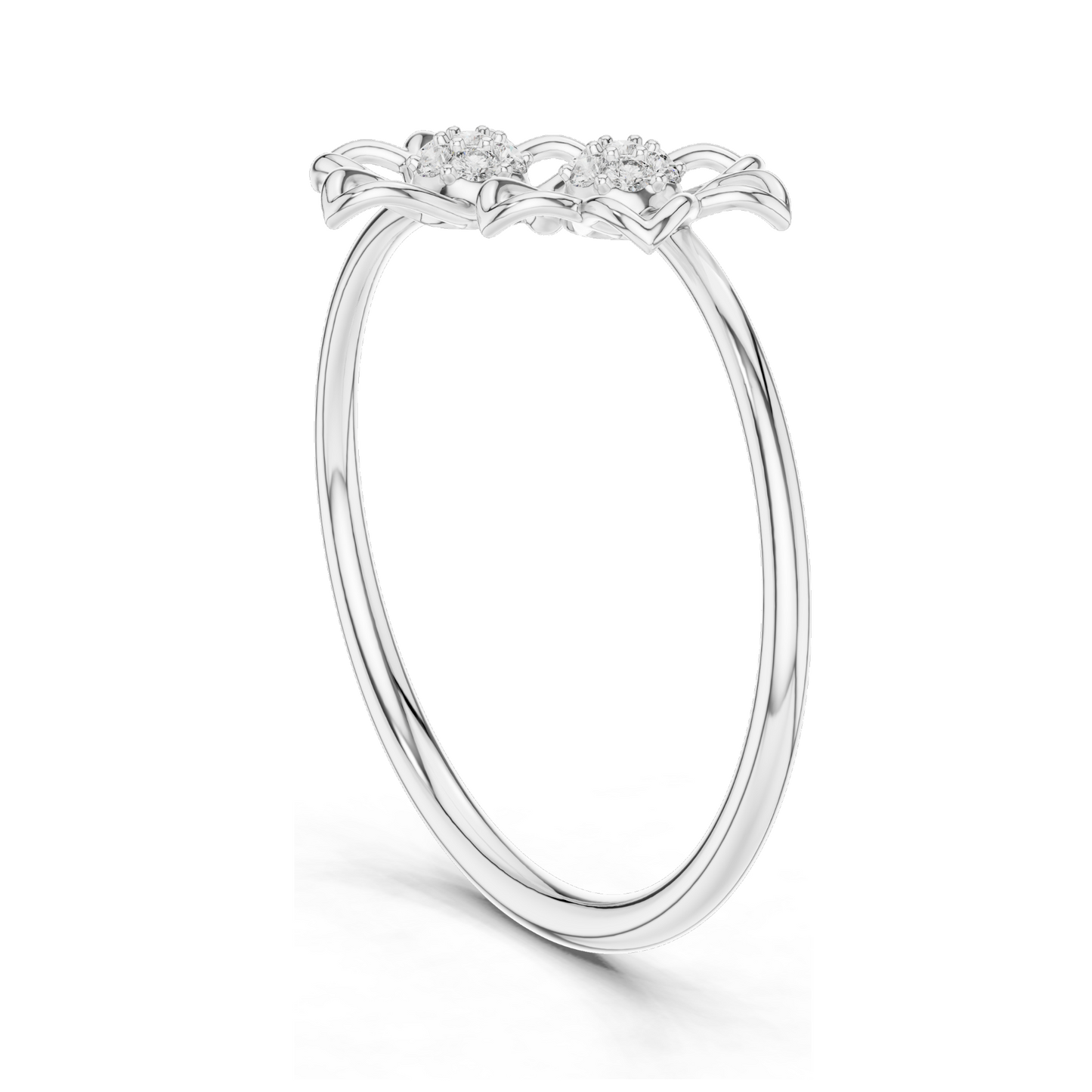 Flower Design Lab Diamond Ring | 0.056 CT Total Lab-Grown VVS-VS EF Diamonds | Available in 18KT, 14KT, 10KT Gold & 925 Silver | Rose, Yellow, White Gold & Moissanite Options