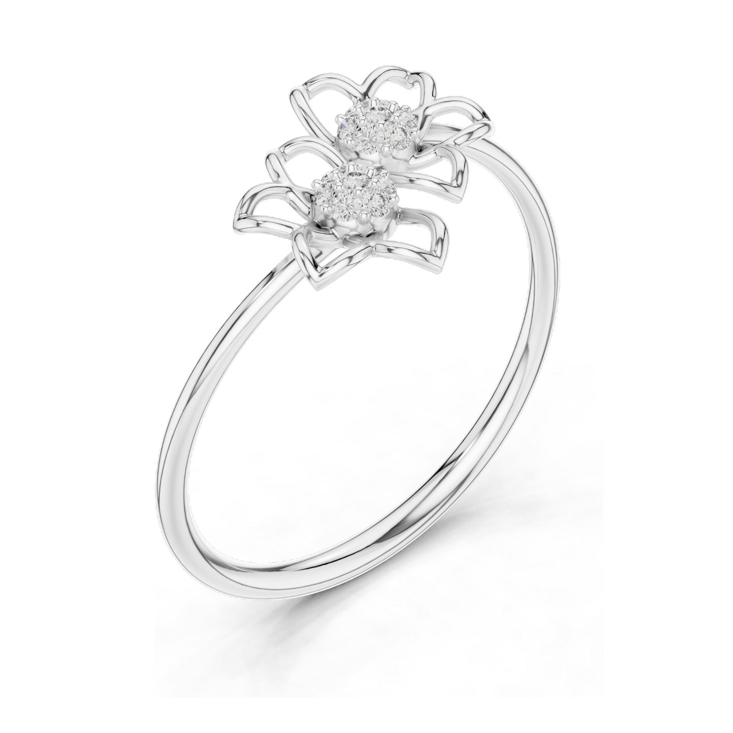 Flower Design Lab Diamond Ring | 0.056 CT Total Lab-Grown VVS-VS EF Diamonds | Available in 18KT, 14KT, 10KT Gold & 925 Silver | Rose, Yellow, White Gold & Moissanite Options