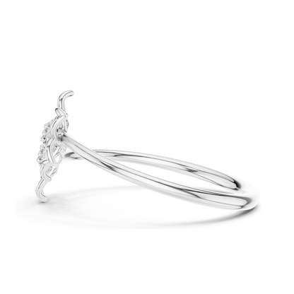 Flower Design Lab Diamond Ring | 0.056 CT Total Lab-Grown VVS-VS EF Diamonds | Available in 18KT, 14KT, 10KT Gold & 925 Silver | Rose, Yellow, White Gold & Moissanite Options