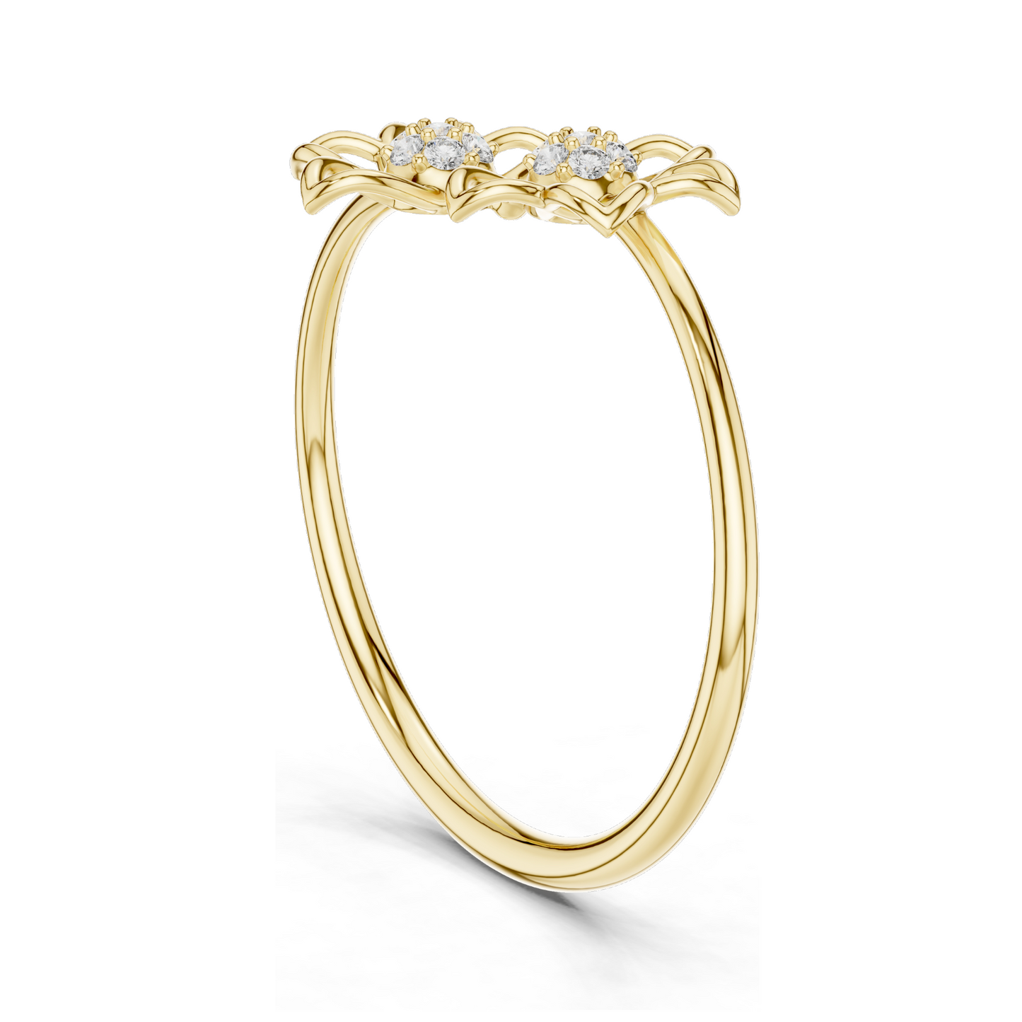Flower Design Lab Diamond Ring | 0.056 CT Total Lab-Grown VVS-VS EF Diamonds | Available in 18KT, 14KT, 10KT Gold & 925 Silver | Rose, Yellow, White Gold & Moissanite Options