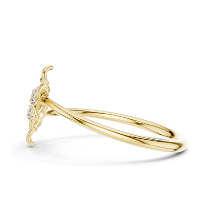 Flower Design Lab Diamond Ring | 0.056 CT Total Lab-Grown VVS-VS EF Diamonds | Available in 18KT, 14KT, 10KT Gold & 925 Silver | Rose, Yellow, White Gold & Moissanite Options