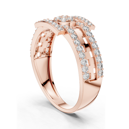 0.636 CT Lab Diamond Designer Ladies Ring | VVS–VS EF Clarity | Round Brilliant Cut | 18KT, 14KT, 10KT Gold & 925 Silver | Rose, Yellow, White Gold & Moissanite Options