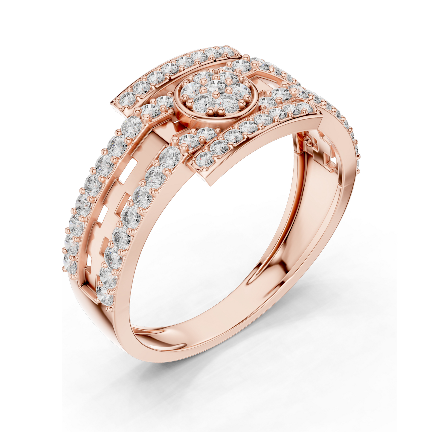 0.636 CT Lab Diamond Designer Ladies Ring | VVS–VS EF Clarity | Round Brilliant Cut | 18KT, 14KT, 10KT Gold & 925 Silver | Rose, Yellow, White Gold & Moissanite Options