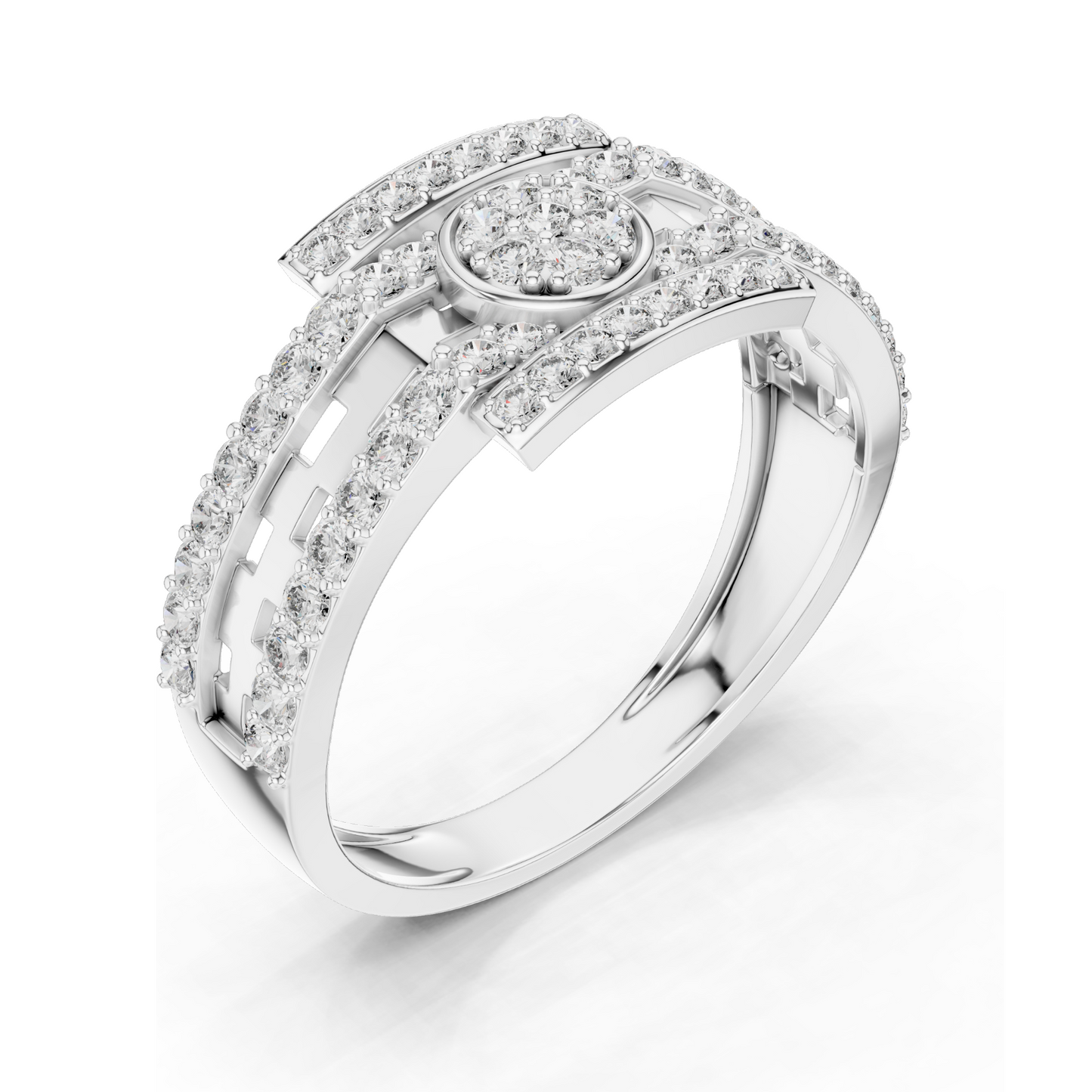 0.636 CT Lab Diamond Designer Ladies Ring | VVS–VS EF Clarity | Round Brilliant Cut | 18KT, 14KT, 10KT Gold & 925 Silver | Rose, Yellow, White Gold & Moissanite Options