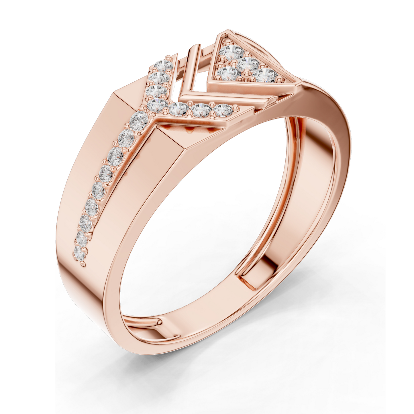 0.192 CT Lab Diamond Chevron Arrow Ring for Women | VVS-VS EF Clarity | 18KT, 14KT, 10KT Gold & 925 Silver | Rose, Yellow, White Gold & Moissanite Options