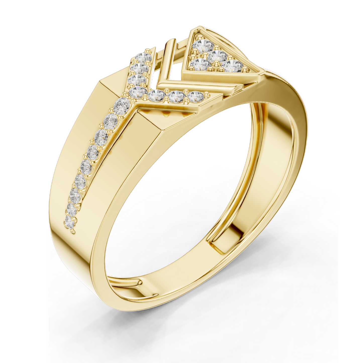 0.192 CT Lab Diamond Chevron Arrow Ring for Women | VVS-VS EF Clarity | 18KT, 14KT, 10KT Gold & 925 Silver | Rose, Yellow, White Gold & Moissanite Options