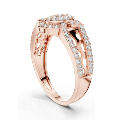 0.694 CT Oval Lab Diamond Pave Set Ring for Women | VVS-VS EF Clarity | 18KT, 14KT, 10KT Gold & 925 Silver | Moissanite & Custom Gold Options