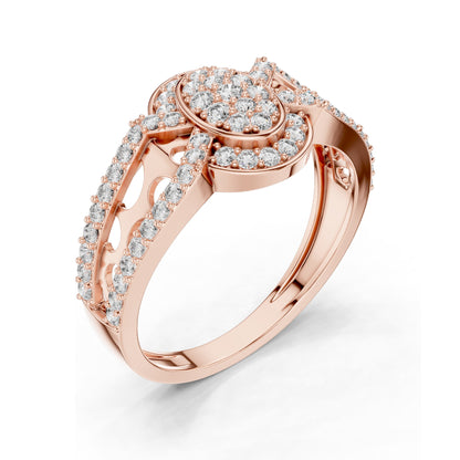 0.694 CT Oval Lab Diamond Pave Set Ring for Women | VVS-VS EF Clarity | 18KT, 14KT, 10KT Gold & 925 Silver | Moissanite & Custom Gold Options