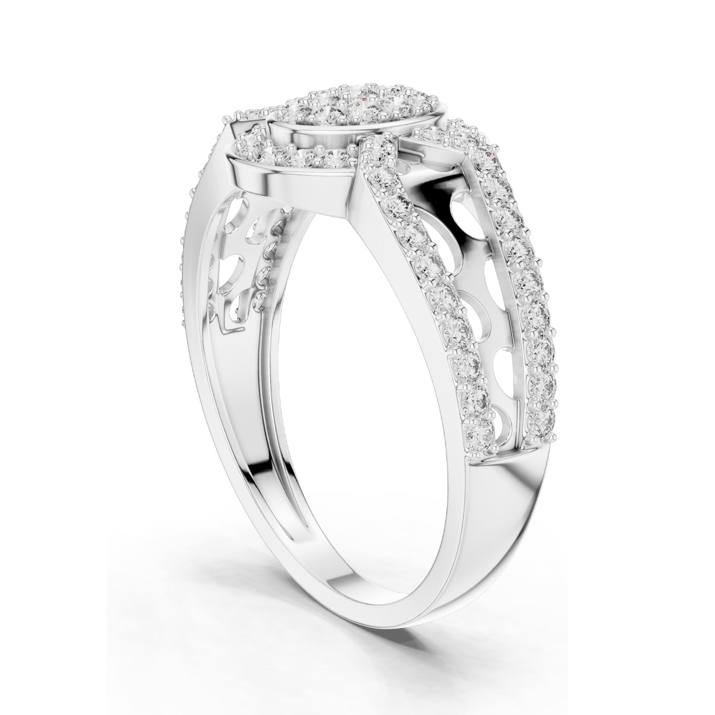 0.694 CT Oval Lab Diamond Pave Set Ring for Women | VVS-VS EF Clarity | 18KT, 14KT, 10KT Gold & 925 Silver | Moissanite & Custom Gold Options