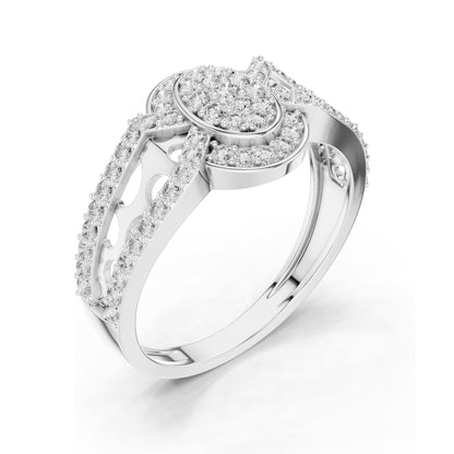 0.694 CT Oval Lab Diamond Pave Set Ring for Women | VVS-VS EF Clarity | 18KT, 14KT, 10KT Gold & 925 Silver | Moissanite & Custom Gold Options
