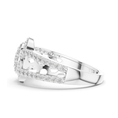 0.694 CT Oval Lab Diamond Pave Set Ring for Women | VVS-VS EF Clarity | 18KT, 14KT, 10KT Gold & 925 Silver | Moissanite & Custom Gold Options