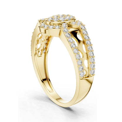 0.694 CT Oval Lab Diamond Pave Set Ring for Women | VVS-VS EF Clarity | 18KT, 14KT, 10KT Gold & 925 Silver | Moissanite & Custom Gold Options