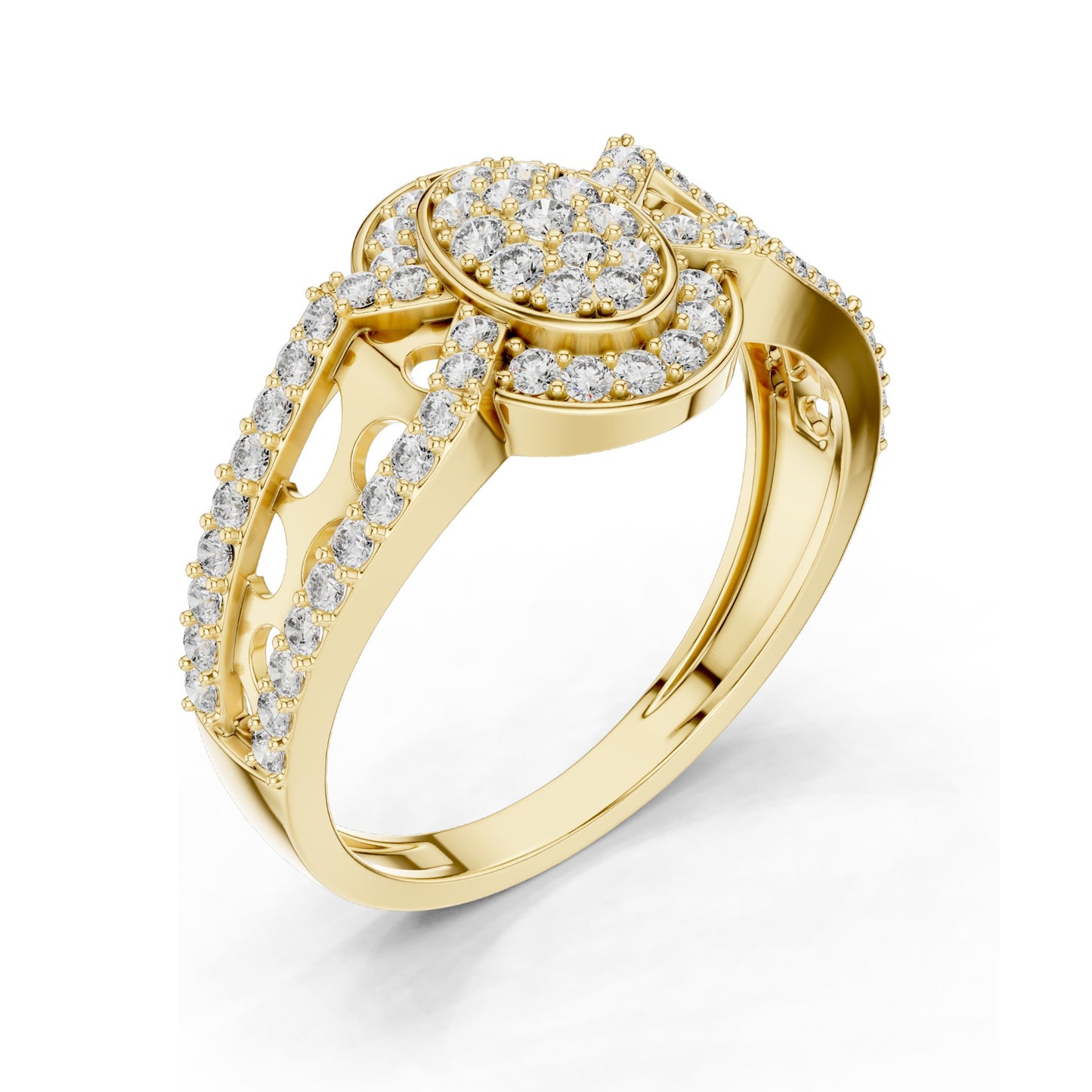 0.694 CT Oval Lab Diamond Pave Set Ring for Women | VVS-VS EF Clarity | 18KT, 14KT, 10KT Gold & 925 Silver | Moissanite & Custom Gold Options