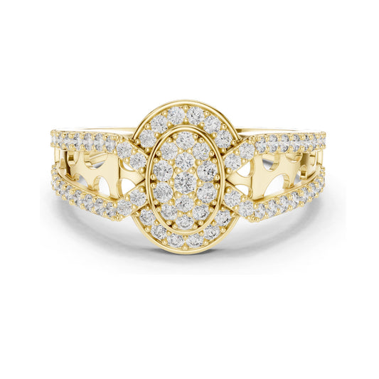 0.694 CT Oval Lab Diamond Pave Set Ring for Women | VVS-VS EF Clarity | 18KT, 14KT, 10KT Gold & 925 Silver | Moissanite & Custom Gold Options