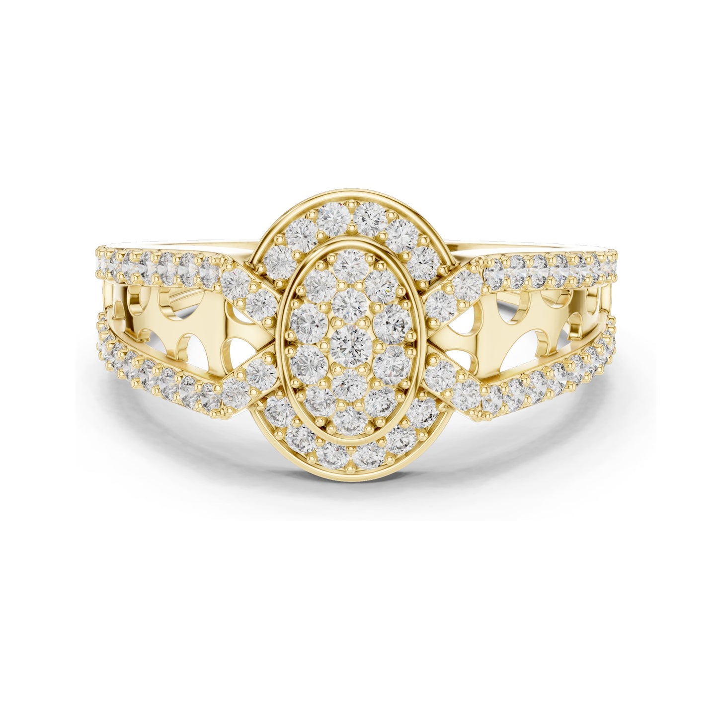 0.694 CT Oval Lab Diamond Pave Set Ring for Women | VVS-VS EF Clarity | 18KT, 14KT, 10KT Gold & 925 Silver | Moissanite & Custom Gold Options