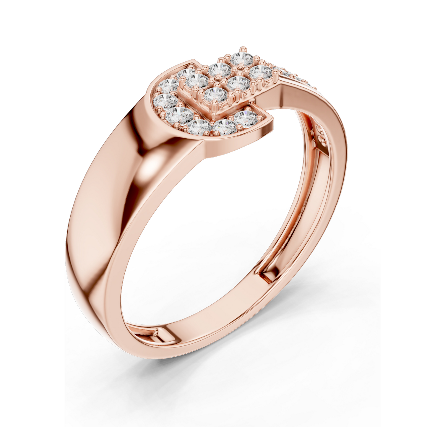 Elegant Lab Diamond Buckle Ring – 0.254 CT | 18KT, 14KT, 10KT Gold & 925 Silver | Rose, Yellow, White Gold | Lab Diamonds & Moissanite Options
