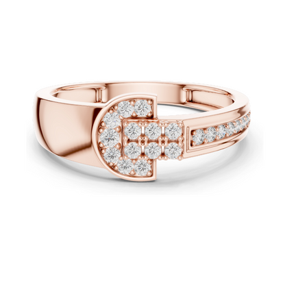 Elegant Lab Diamond Buckle Ring – 0.254 CT | 18KT, 14KT, 10KT Gold & 925 Silver | Rose, Yellow, White Gold | Lab Diamonds & Moissanite Options