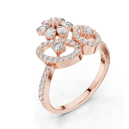 0.547 CT Lab Diamond Flower Ring for Women | VVS-VS EF Clarity | 18KT, 14KT, 10KT Gold & 925 Silver | Rose, Yellow, White Gold & Moissanite Options