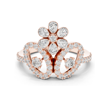 0.547 CT Lab Diamond Flower Ring for Women | VVS-VS EF Clarity | 18KT, 14KT, 10KT Gold & 925 Silver | Rose, Yellow, White Gold & Moissanite Options