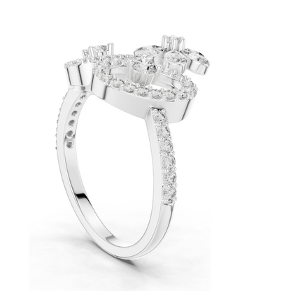 0.547 CT Lab Diamond Flower Ring for Women | VVS-VS EF Clarity | 18KT, 14KT, 10KT Gold & 925 Silver | Rose, Yellow, White Gold & Moissanite Options