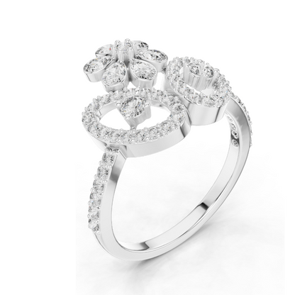 0.547 CT Lab Diamond Flower Ring for Women | VVS-VS EF Clarity | 18KT, 14KT, 10KT Gold & 925 Silver | Rose, Yellow, White Gold & Moissanite Options