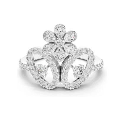 0.547 CT Lab Diamond Flower Ring for Women | VVS-VS EF Clarity | 18KT, 14KT, 10KT Gold & 925 Silver | Rose, Yellow, White Gold & Moissanite Options