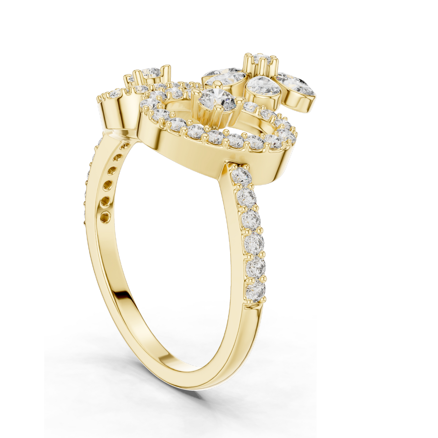 0.547 CT Lab Diamond Flower Ring for Women | VVS-VS EF Clarity | 18KT, 14KT, 10KT Gold & 925 Silver | Rose, Yellow, White Gold & Moissanite Options