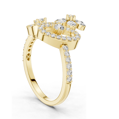 0.547 CT Lab Diamond Flower Ring for Women | VVS-VS EF Clarity | 18KT, 14KT, 10KT Gold & 925 Silver | Rose, Yellow, White Gold & Moissanite Options