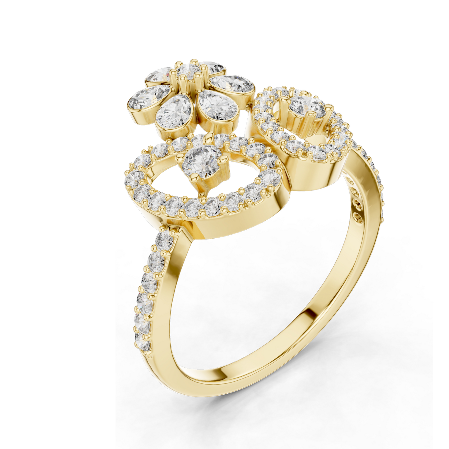 0.547 CT Lab Diamond Flower Ring for Women | VVS-VS EF Clarity | 18KT, 14KT, 10KT Gold & 925 Silver | Rose, Yellow, White Gold & Moissanite Options