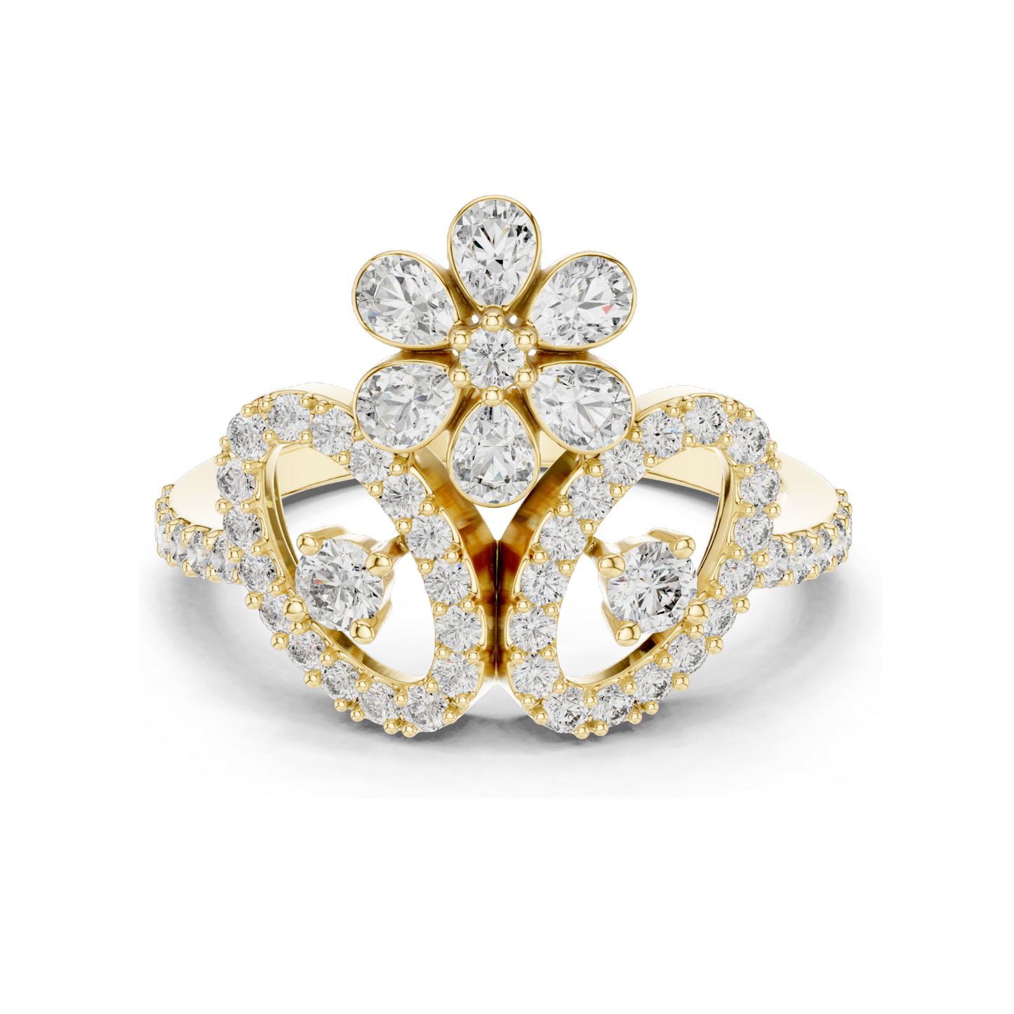 0.547 CT Lab Diamond Flower Ring for Women | VVS-VS EF Clarity | 18KT, 14KT, 10KT Gold & 925 Silver | Rose, Yellow, White Gold & Moissanite Options