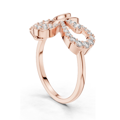 Elegant Diamond Spiral Ring for Women | 0.425 CT Lab-Grown Diamonds | 18KT, 14KT, 10KT Gold & 925 Silver | Rose, Yellow, White Gold | Moissanite Option Available