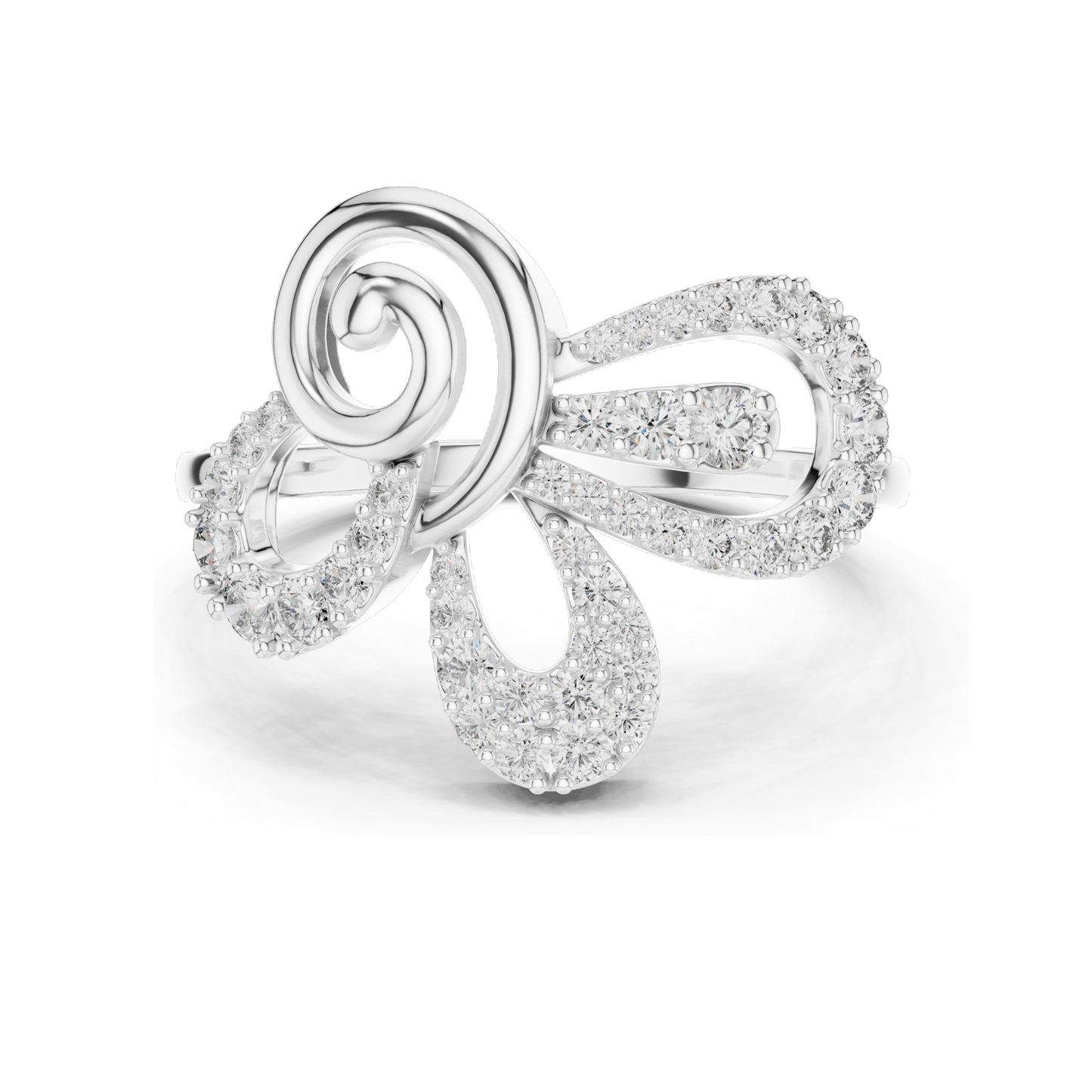 Elegant Diamond Spiral Ring for Women | 0.425 CT Lab-Grown Diamonds | 18KT, 14KT, 10KT Gold & 925 Silver | Rose, Yellow, White Gold | Moissanite Option Available