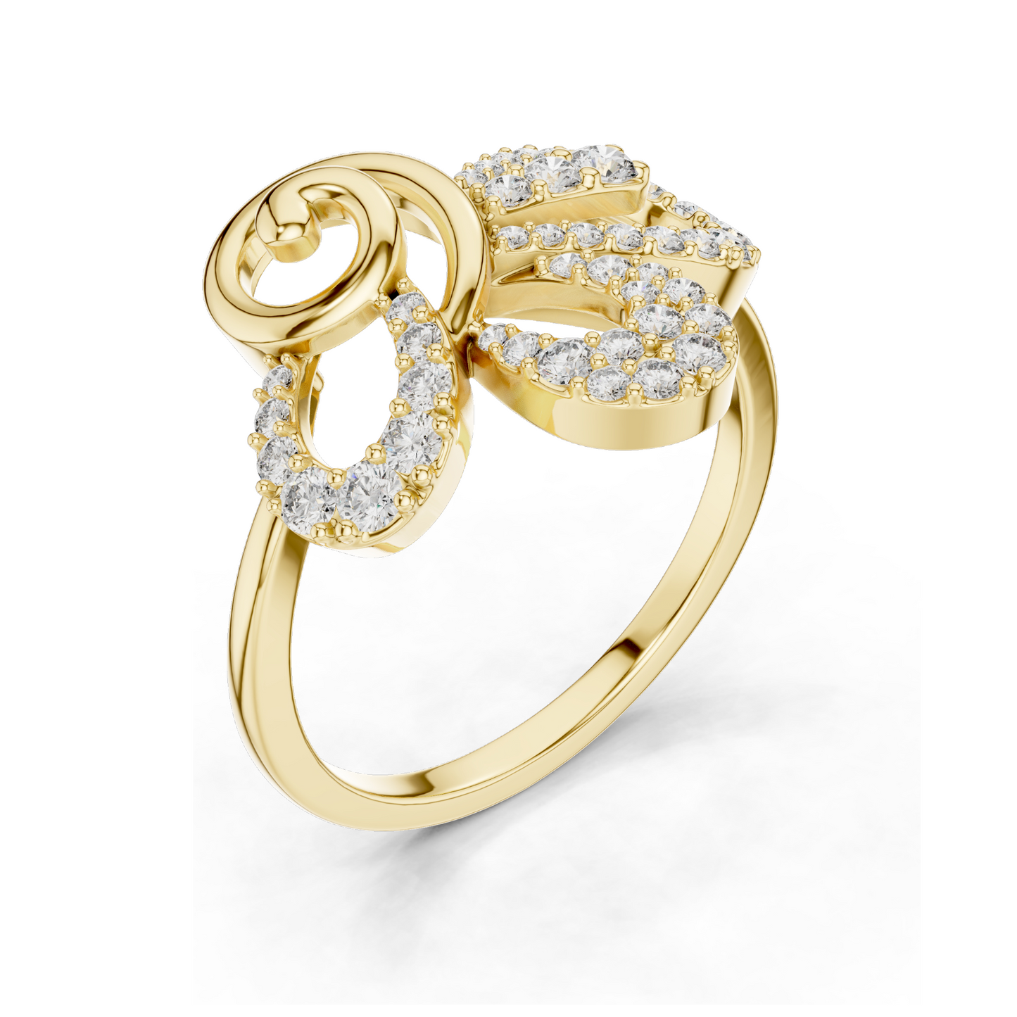 Elegant Diamond Spiral Ring for Women | 0.425 CT Lab-Grown Diamonds | 18KT, 14KT, 10KT Gold & 925 Silver | Rose, Yellow, White Gold | Moissanite Option Available