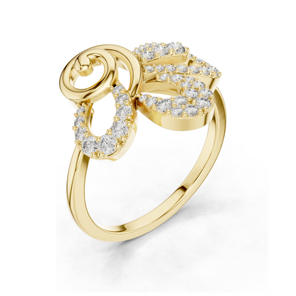 Elegant Diamond Spiral Ring for Women | 0.425 CT Lab-Grown Diamonds | 18KT, 14KT, 10KT Gold & 925 Silver | Rose, Yellow, White Gold | Moissanite Option Available