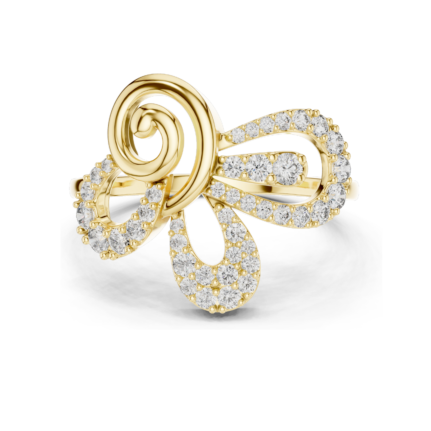 Elegant Diamond Spiral Ring for Women | 0.425 CT Lab-Grown Diamonds | 18KT, 14KT, 10KT Gold & 925 Silver | Rose, Yellow, White Gold | Moissanite Option Available